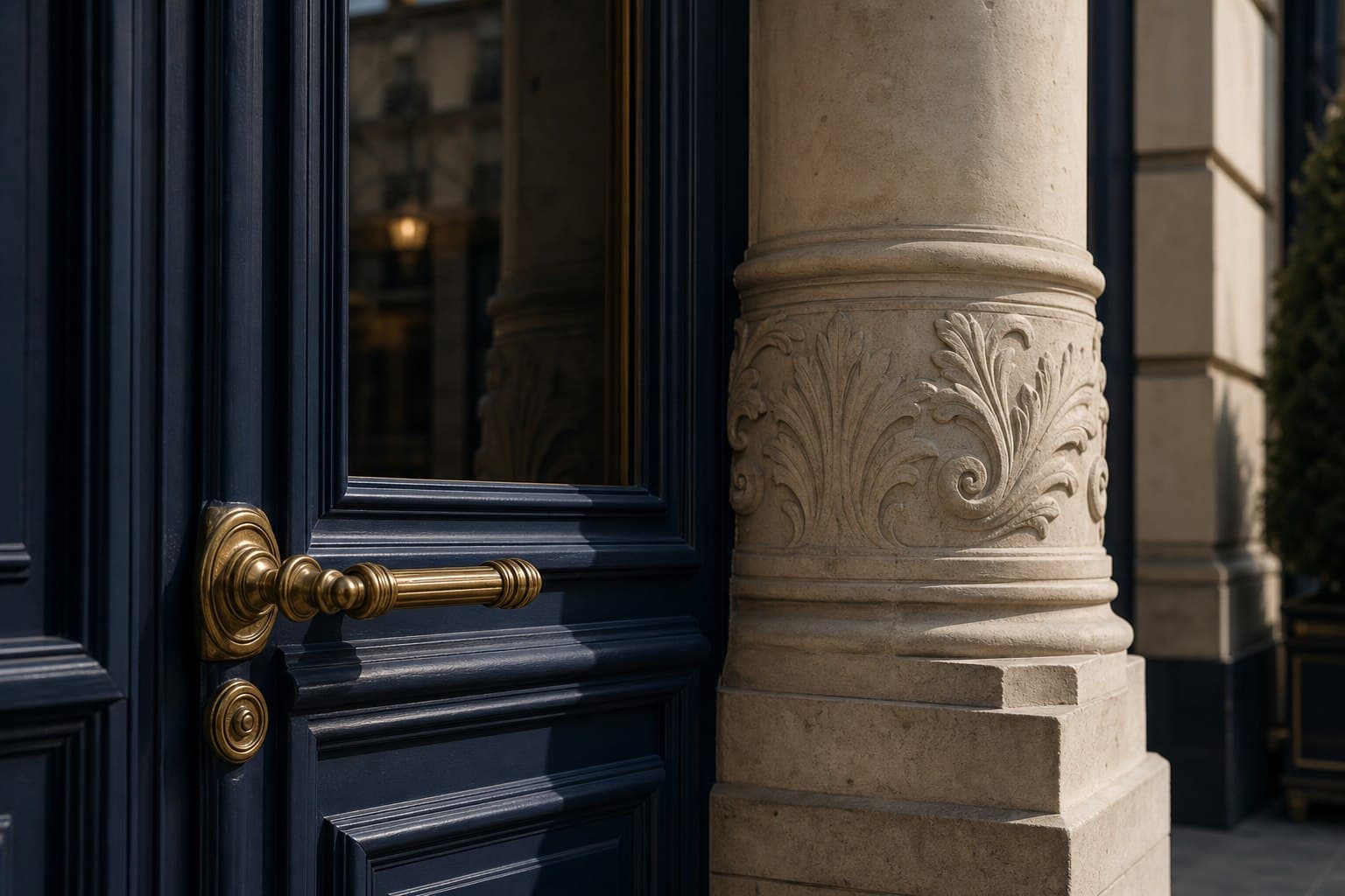 Historisches Detail eines europäischen Bankgebäudes